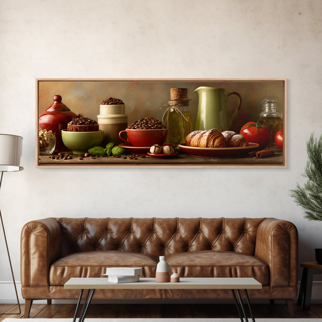 Coffee Beans and Pastry Arrangement Canvas Print, Restaurant Art, Modern Decor, Restaurant Decor, Fine Art, Bistro, Poster, RES-3x1-14
