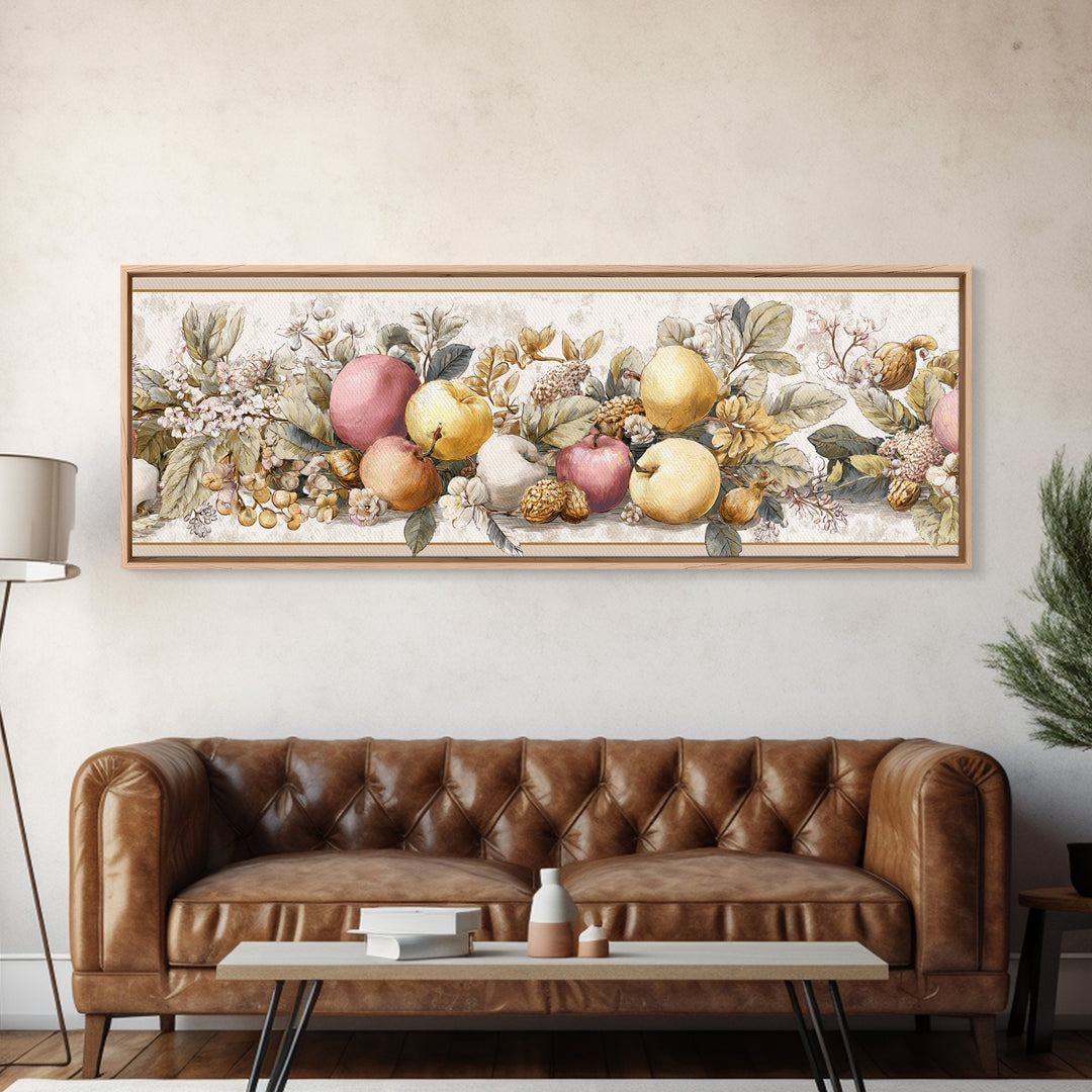 Classic Fruit Bowl Canvas Print, Restaurant Art, Stained Glass Art, Restaurant Decor, Fine Art, Bistro, Textured Painting, RES-3x1-20