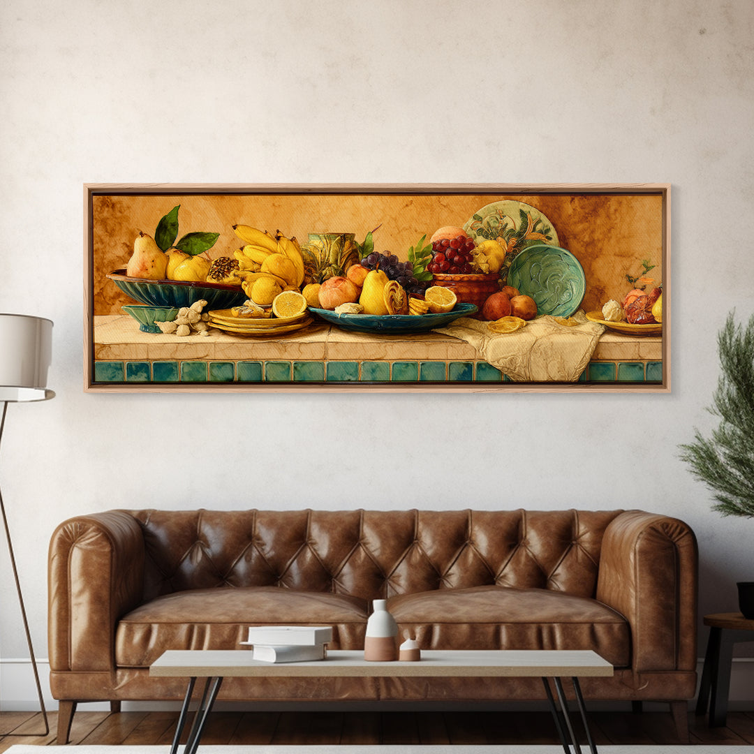 Tropical Fruit Platter Canvas Print, Restaurant Art, Kitchen Wall Art, Restaurant Decor, Abstract Art, Bistro, RES-3x1-34