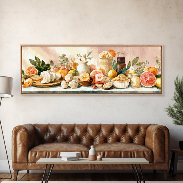 Cocktail and Citrus Bar Composition Framed Canvas Print, Restaurant Art, Large Wall Art, Restaurant Decor, Fine Art, Bistro, RES-3x1-51