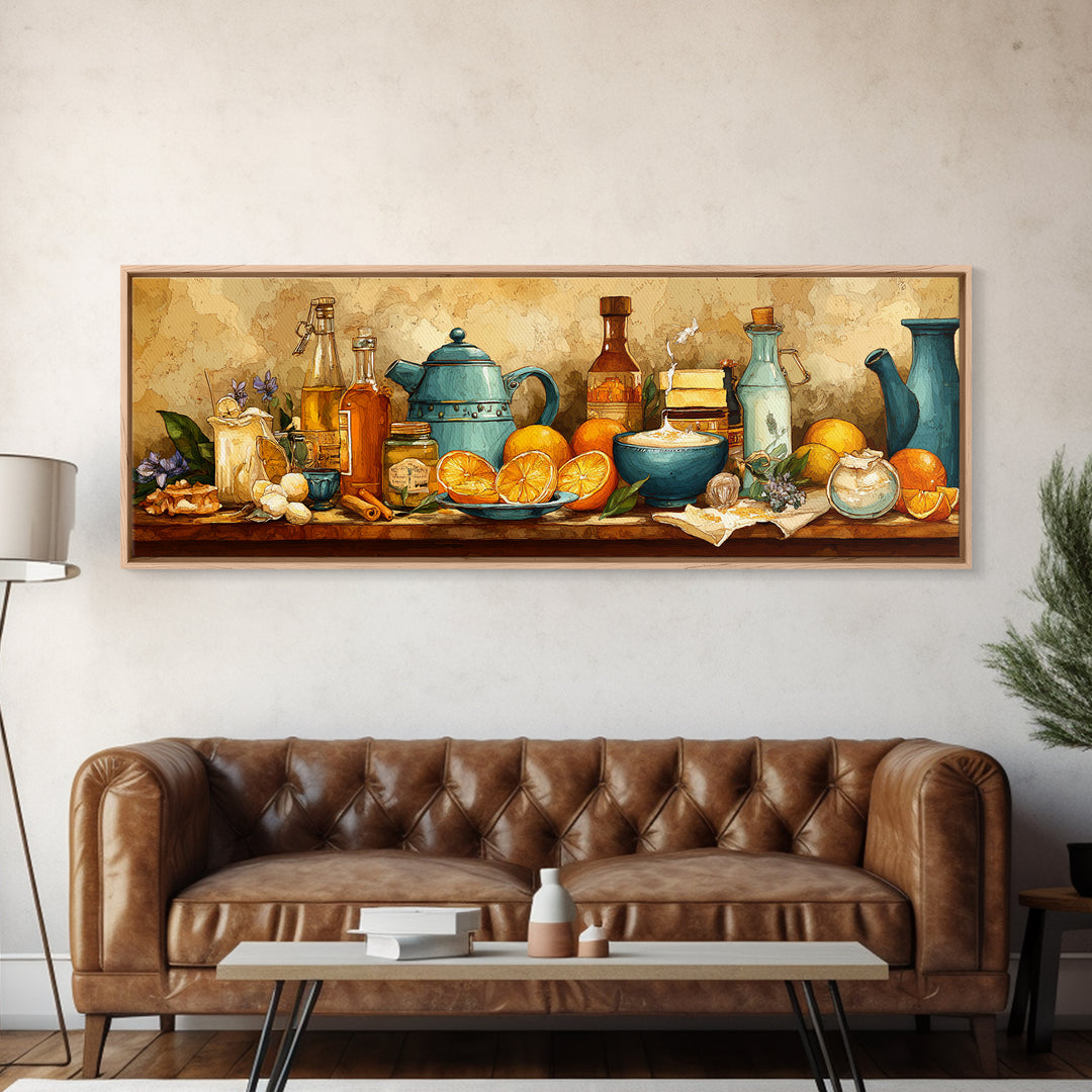 Cocktail and Citrus Bar Composition Canvas Print, Restaurant Art, Printable Art, Restaurant Decor, Bistro, Watercolor Art, RES-3x1-75