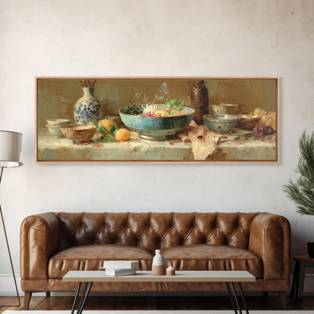 Ramen Bowl Rendered Canvas Print, Restaurant Art, Large Wall Art, Restaurant Decor, Fine Art, Bistro, Wall Art Print, RES-3x1-78