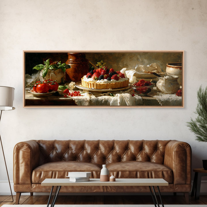 Dessert Tart with Berries and Cream Canvas Print, Restaurant Art, Kitchen Wall Decor, Restaurant Decor, Fine Art, Bistro, RES-3x1-8