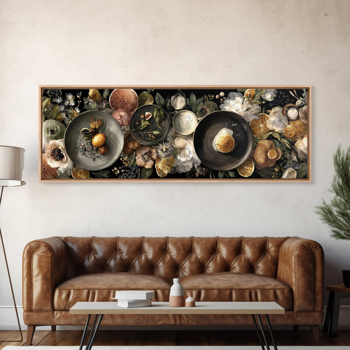 Blackboard Menu Feeling Without Readable Text Canvas Print, Restaurant Art, Food Art, Restaurant Decor, Oil Painting, Bistro, RES-3x1-85