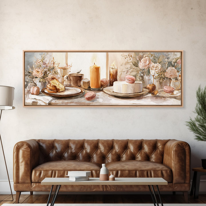 Elegant Table Objects Canvas Print, Restaurant Art, Wall Art, Restaurant Decor, Watercolor Art, Bistro, Digital Print, RES-3x1-88