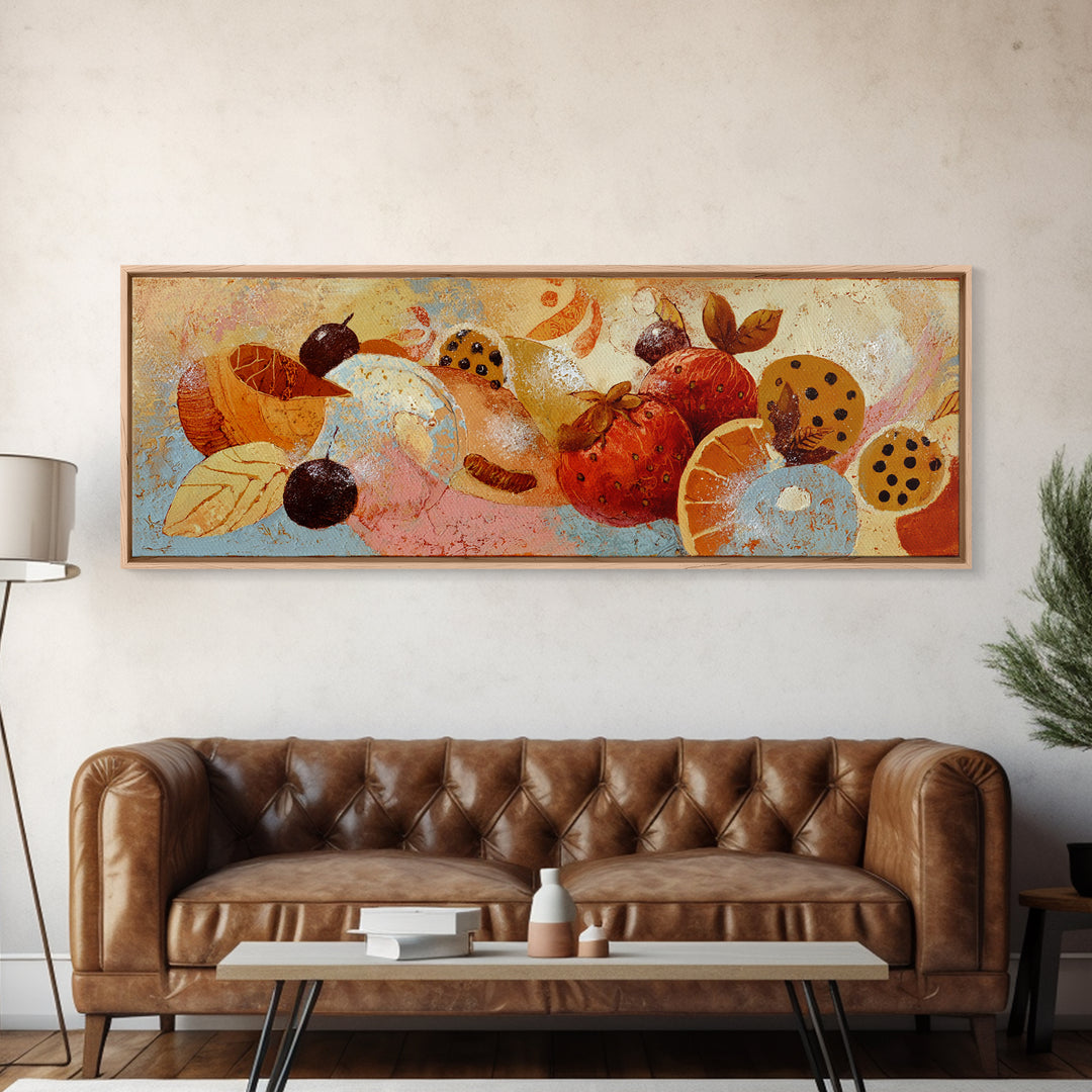 Abstract Appetite Friendly Red and Orange Shapes Framed Canvas Print, Restaurant Art, Kitchen Art, Restaurant Decor, Bistro, RES-3x1-9