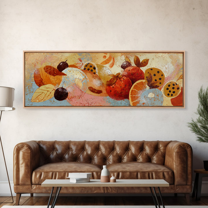 Abstract Appetite Friendly Red and Orange Shapes Framed Canvas Print, Restaurant Art, Kitchen Art, Restaurant Decor, Bistro, RES-3x1-9