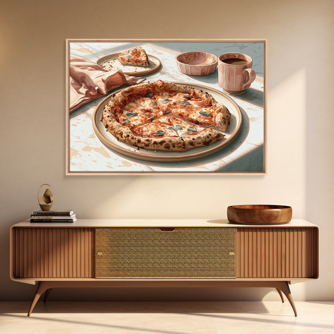 Pizzeria Tomato Basil and Mozzarella Still Life Framed Canvas Print, Restaurant Art, Digital Print, Restaurant Decor, Bistro, RES-3x2-14