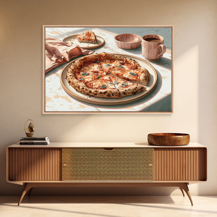 Pizzeria Tomato Basil and Mozzarella Still Life Framed Canvas Print, Restaurant Art, Digital Print, Restaurant Decor, Bistro, RES-3x2-14