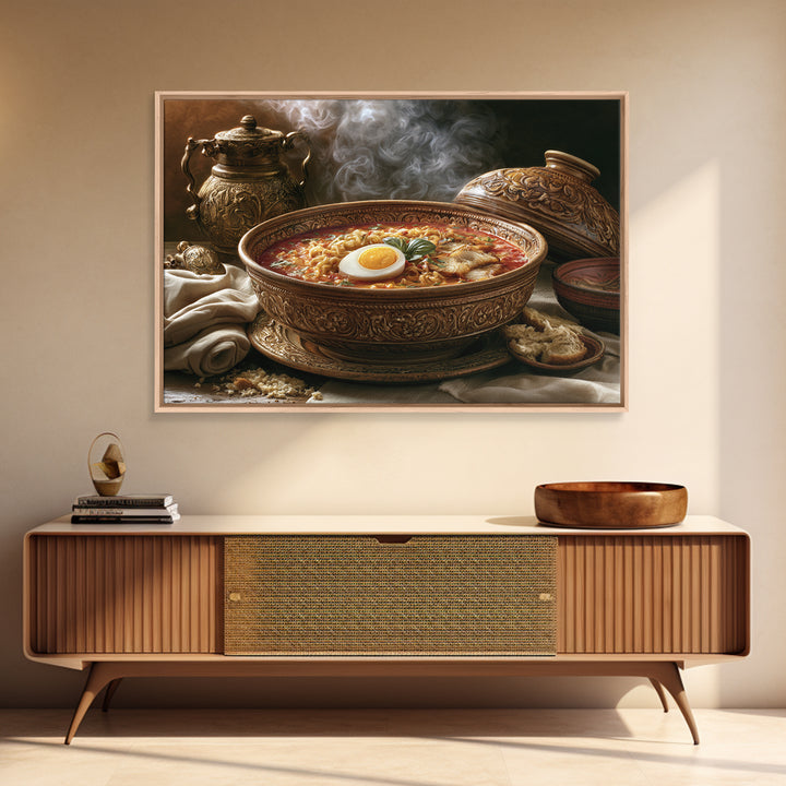 Ramen Bowl Rendered Framed Canvas Print, Restaurant Art, Printable Art, Restaurant Decor, Fine Art, Bistro, Watercolor Art, RES-3x2-18