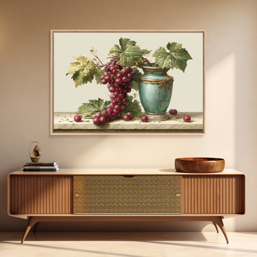 Wine Grapevine Botanical Study Framed Canvas Print, Restaurant Art, Statement Artwork, Restaurant Decor, Fine Art, Bistro, RES-3x2-19