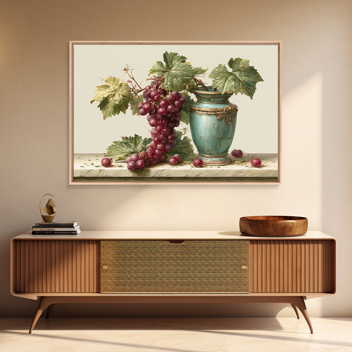 Wine Grapevine Botanical Study Framed Canvas Print, Restaurant Art, Statement Artwork, Restaurant Decor, Fine Art, Bistro, RES-3x2-19
