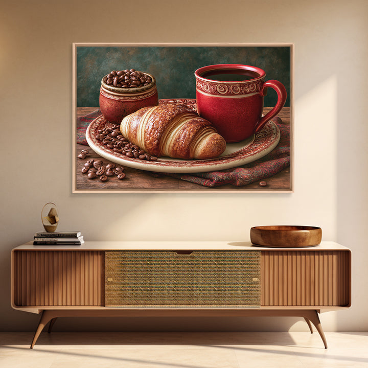 Coffee Beans and Pastry Arrangement Framed Canvas Print, Restaurant Art, Canvas Wall Art, Restaurant Decor, Fine Art, Bistro, RES-3x2-2