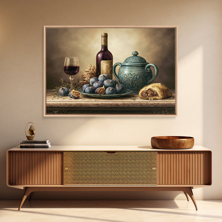 Wine Bottle and Figs Canvas Print, Restaurant Art, Modern Decor, Restaurant Decor, Fine Art, Bistro, Poster, Wall Decor, RES-3x2-29
