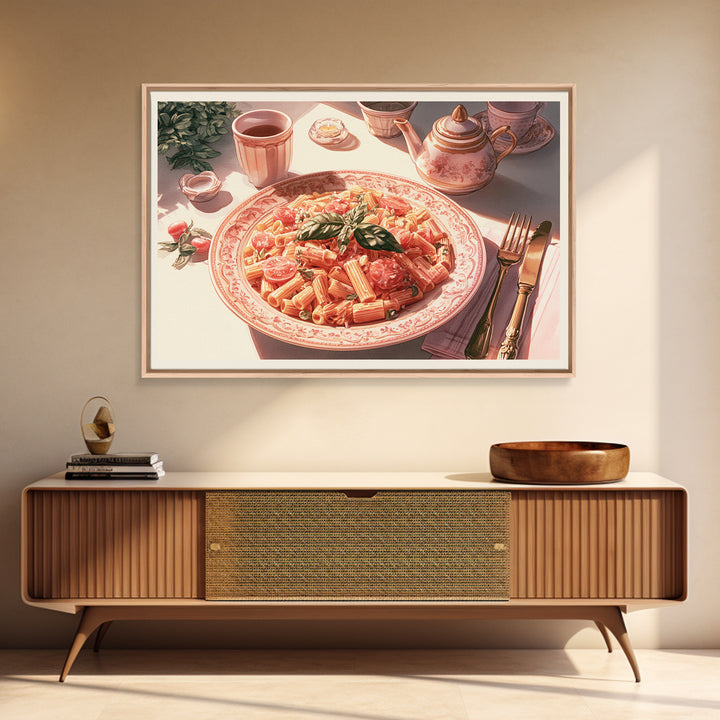 Fresh Pasta with Tomatoes and Basil Canvas Print, Restaurant Art, Canvas Print, Restaurant Decor, Bistro, Statement Artwork, RES-3x2-30