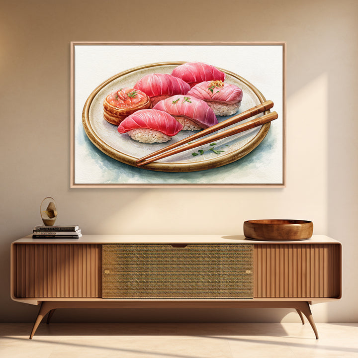 Sushi Fish and Ceramic Plate Composition Canvas Print, Restaurant Art, Cool Wall Art, Restaurant Decor, Fine Art, Bistro, RES-3x2-33
