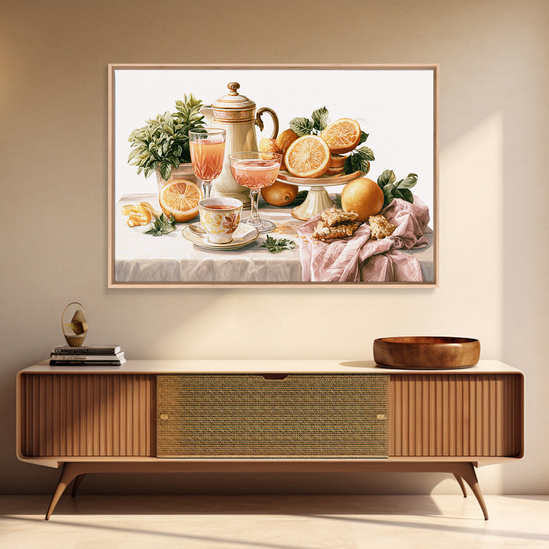 Cocktail and Citrus Bar Composition Framed Canvas Print, Restaurant Art, Contemporary Art, Restaurant Decor, Fine Art, Bistro, RES-3x2-39
