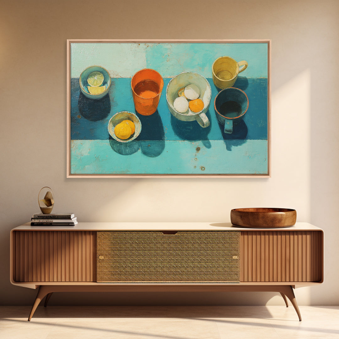 Abstract Appetite Friendly Red and Orange Shapes Framed Canvas Print, Restaurant Art, Gallery Decor, Restaurant Decor, Bistro, RES-3x2-45