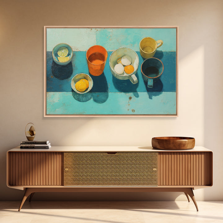 Abstract Appetite Friendly Red and Orange Shapes Framed Canvas Print, Restaurant Art, Gallery Decor, Restaurant Decor, Bistro, RES-3x2-45