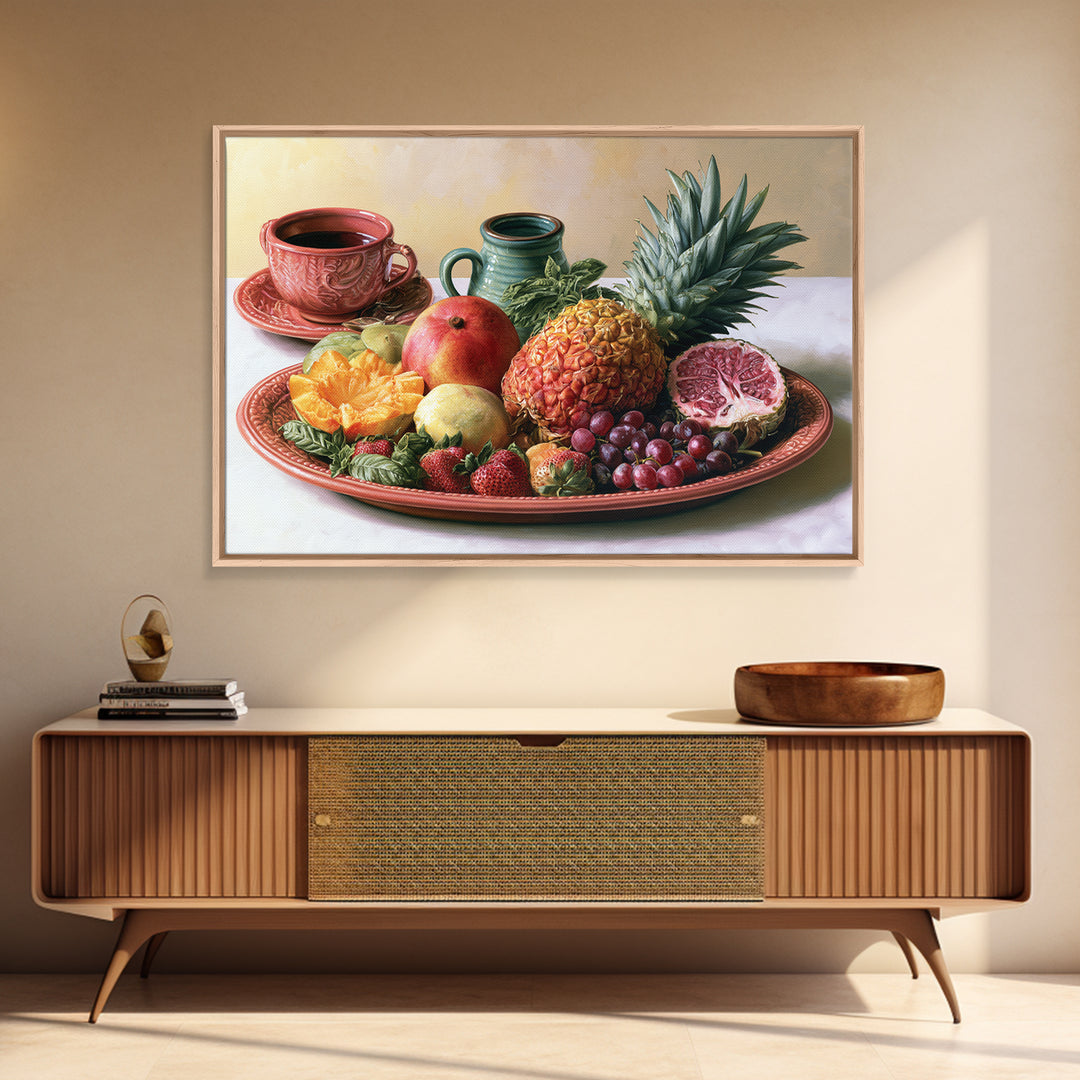 Tropical Fruit Platter Framed Canvas Print, Restaurant Art, Wall Art Print, Restaurant Decor, Fine Art, Bistro, Modern Decor, RES-3x2-46