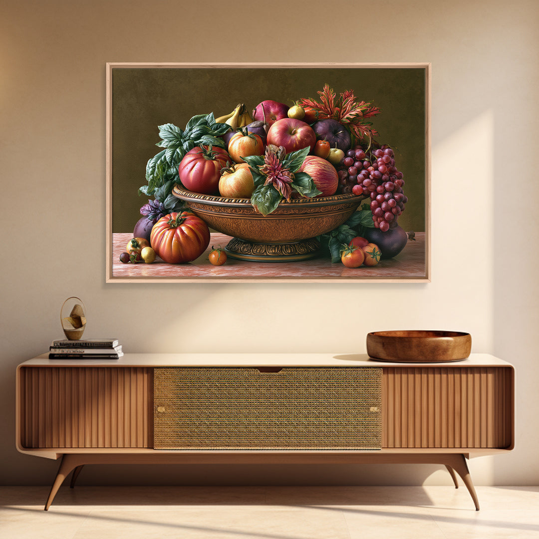 Classic Fruit Bowl Canvas Print, Restaurant Art, Room Decor, Restaurant Decor, Fine Art, Bistro, Framed Wall Art, RES-3x2-56