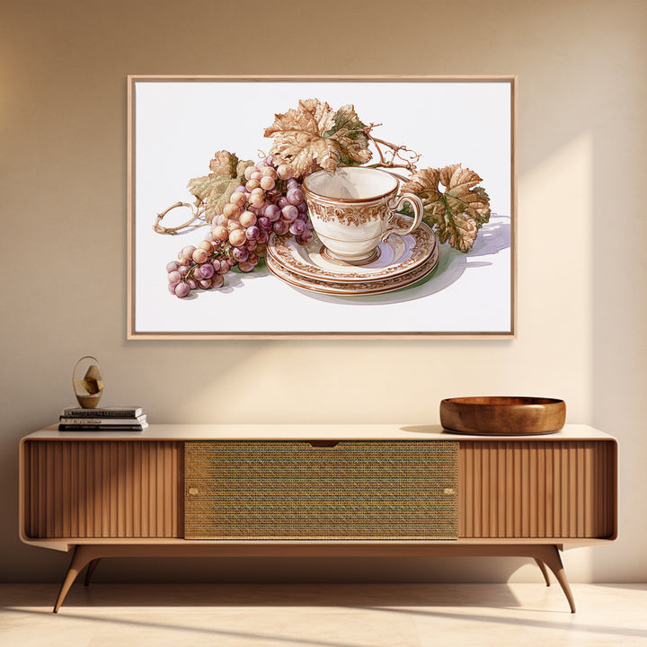 Wine Grapevine Botanical Study Canvas Print, Restaurant Art, Framed Wall Art, Restaurant Decor, Watercolor Art, Bistro, RES-3x2-67