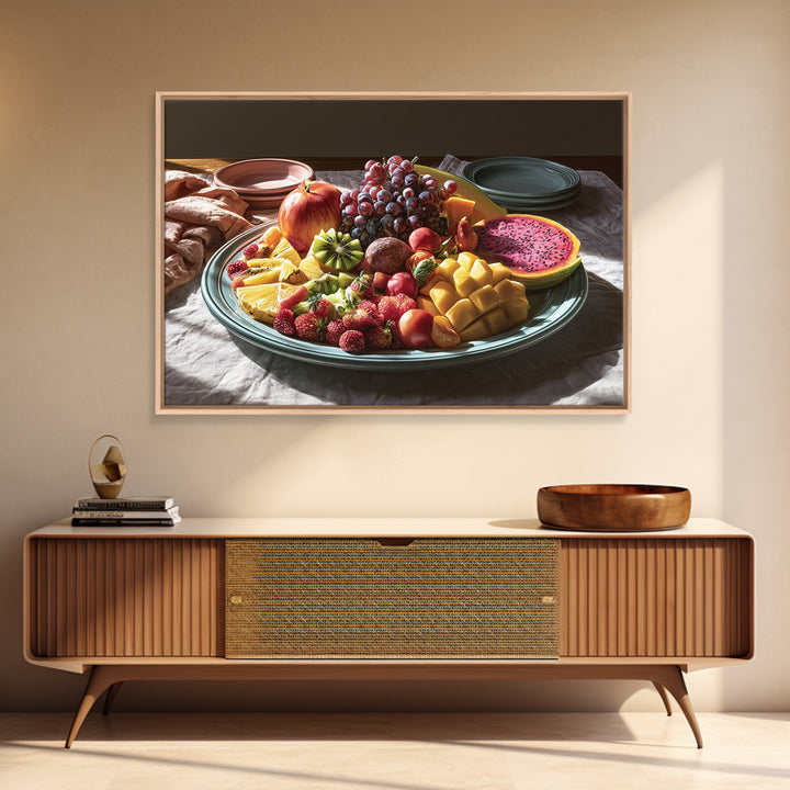 Tropical Fruit Platter Framed Canvas Print, Restaurant Art, Wall Art Print, Restaurant Decor, Fine Art, Bistro, Modern Decor, RES-3x2-70