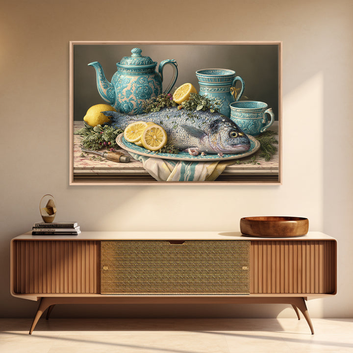 Fresh Fish with Lemon and Herbs Canvas Print, Restaurant Art, Printable Wall Art, Restaurant Decor, Fine Art, Bistro, RES-3x2-75