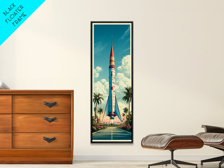 Space Age Rocket Poster Scene Canvas Print, Retro Art, Wall Art Prints, Living Room Decor, Fine Art, Retro, Whimsical Decor, RET-1x3-43