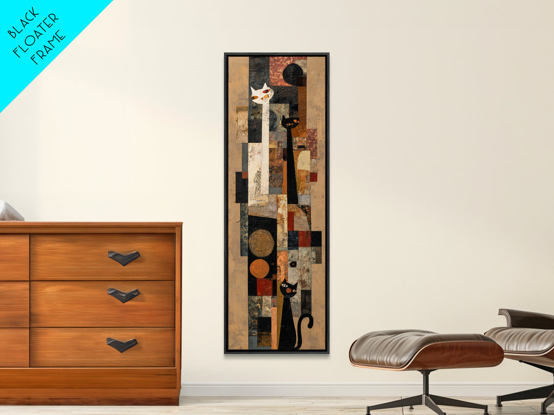 Mid Century Cat Canvas Print, Retro Art, Original Art, Living Room Decor, Abstract Art, Retro, Retro Wall Art, Bedroom Wall Art, RET-1x3-81