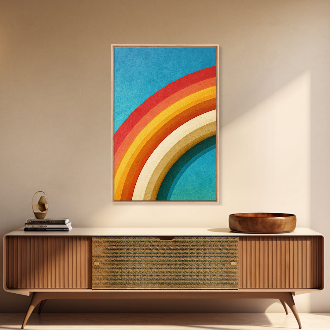 70s Rainbow Arch Abstract Canvas Print, Retro Art, Print, Living Room Decor, Abstract Art, Retro, Abstract Wall Art, RET-2x3-49