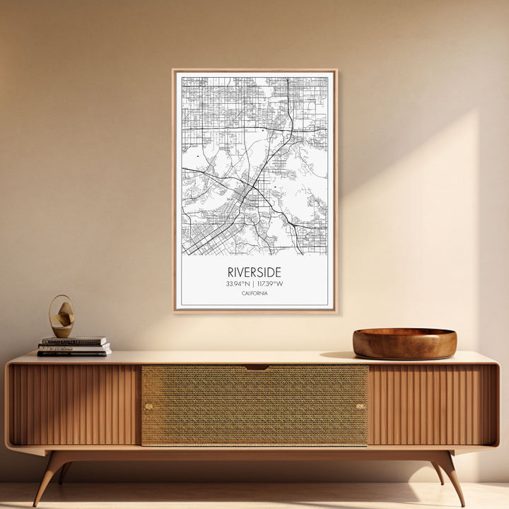 Riverside Street Map, California Map, City Map Art, Minimalist Art, Wall Art, Canvas Print, Unique Wall Décor, Boyfriend Gift, Travel Art