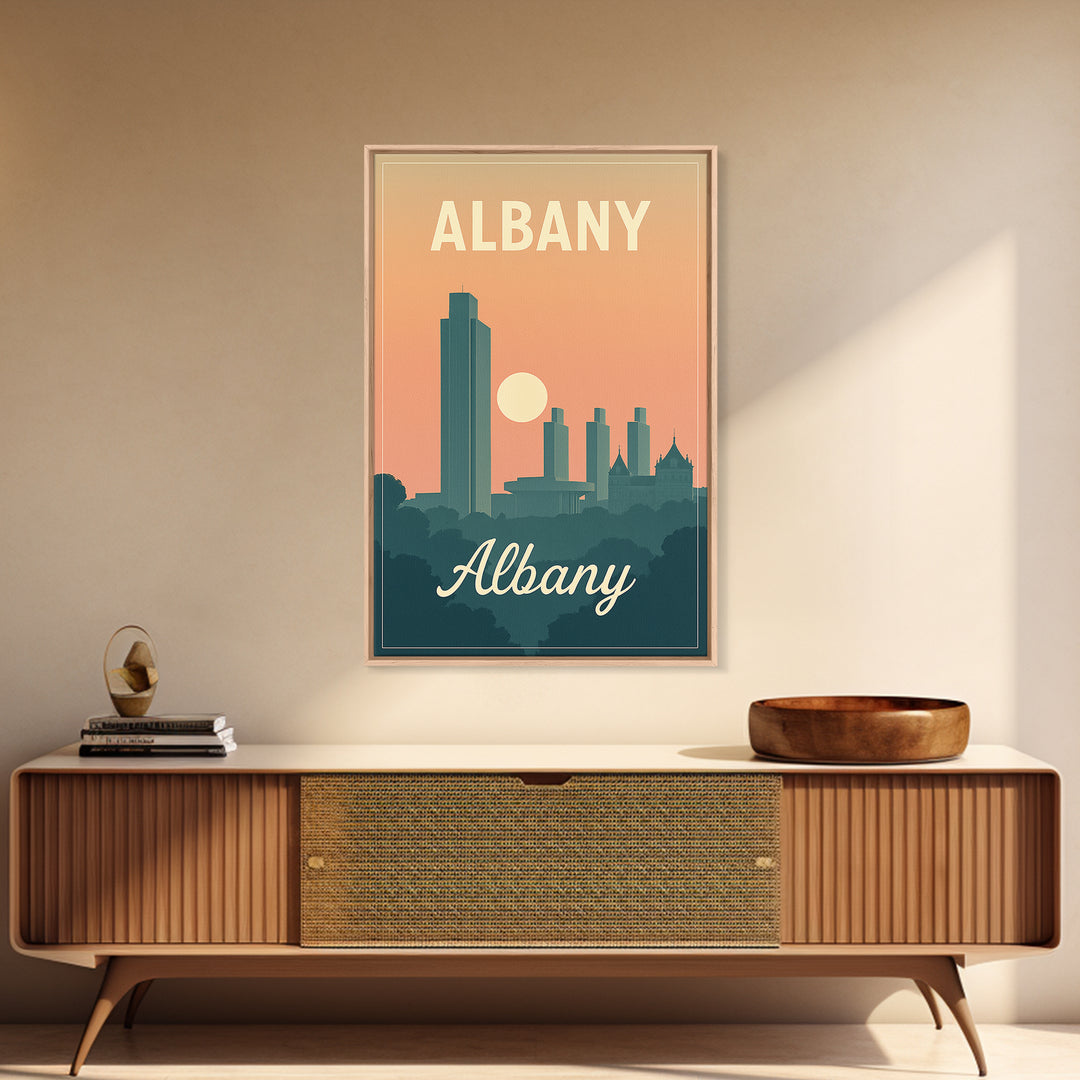 Albany New York Travel Poster, Canvas Print, Mid Century City Wall Art, Albany Travel Art, Poster Art, Vintage City Art, Retro Travel Print