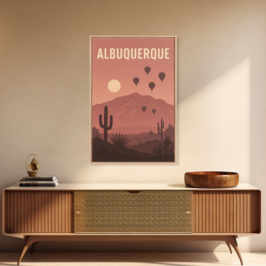 Albuquerque New Mexico Travel Poster, Canvas Print, Retro Sunset Skyline Art, Albuquerque Art Print, City Art Print, Modern Wall Decor
