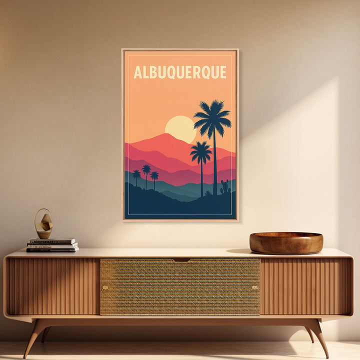 Albuquerque Travel Poster, Canvas Print, Mid Century City Wall Art, Albuquerque Wall Art, City Illustration, Retro Travel Print