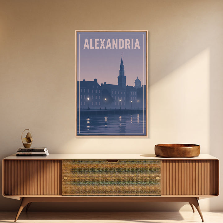 Alexandria Virginia Travel Poster, Framed Canvas Print, Mid Century City Wall Art, Alexandria Art Print, Travel Art Print, Wanderlust Decor