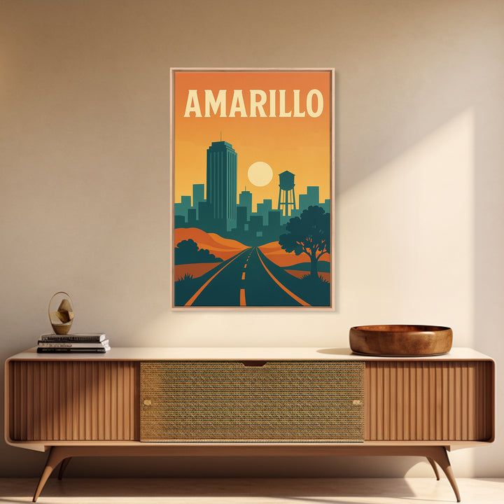 Amarillo Travel Poster, Canvas Print, Classic Travel Poster Art, Amarillo Art Print, Modern Wall Decor, Fine Art Print, Mid Century Wall Art
