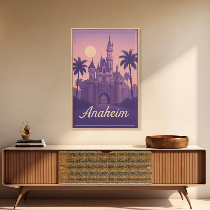 Anaheim Travel Poster, Framed Canvas Print, Mid Century City Wall Art, Anaheim Travel Art, Living Room Wall Art, Vintage City Art