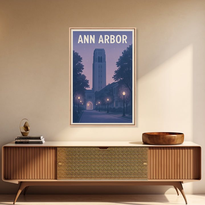 Ann Arbor Michigan Travel Poster, Canvas Print, Mid Century City Wall Art, Ann Arbor City Art, City Travel Prints, Eclectic Wall Decor