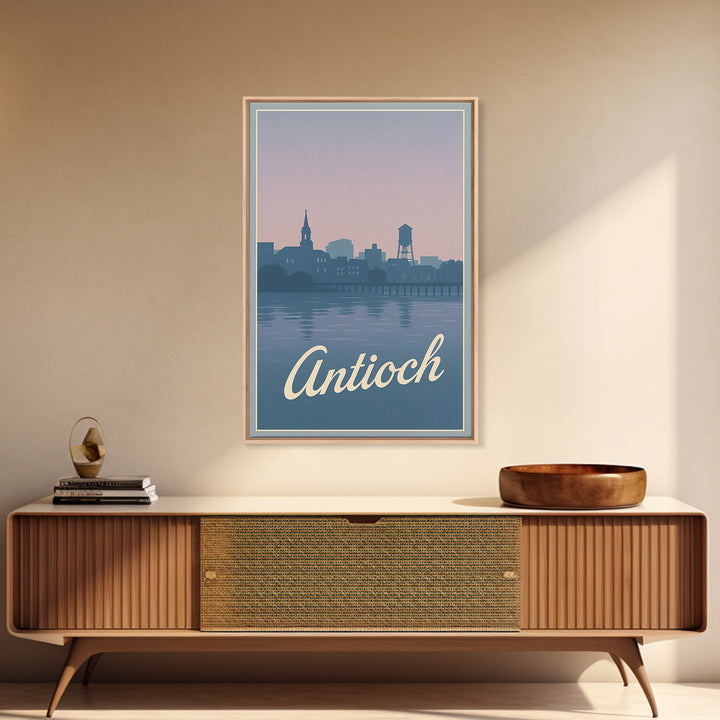 Antioch Travel Poster, Framed Canvas Print, Classic Travel Poster Art, Antioch Travel Art, Watercolor Skyline Art, Travel Poster Set