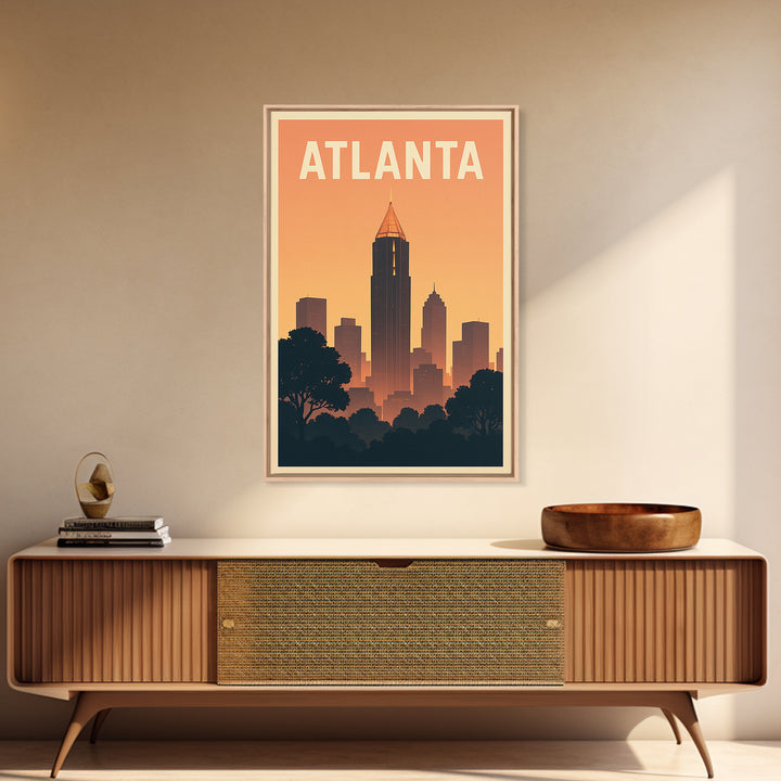 Atlanta Georgia Travel Poster, Framed Canvas Print, Vintage Travel Poster Art, Atlanta Poster Print, Vintage City Poster, Vintage City Art