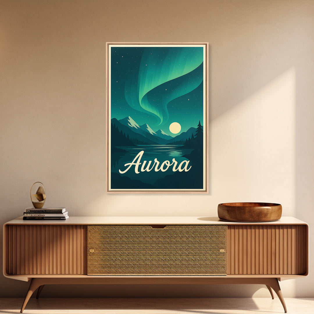 Aurora Colorado Travel Poster, Canvas Print, Retro Sunset Skyline Art, Aurora Poster Print, Eclectic Wall Decor, Fine Art Print, Wall Art