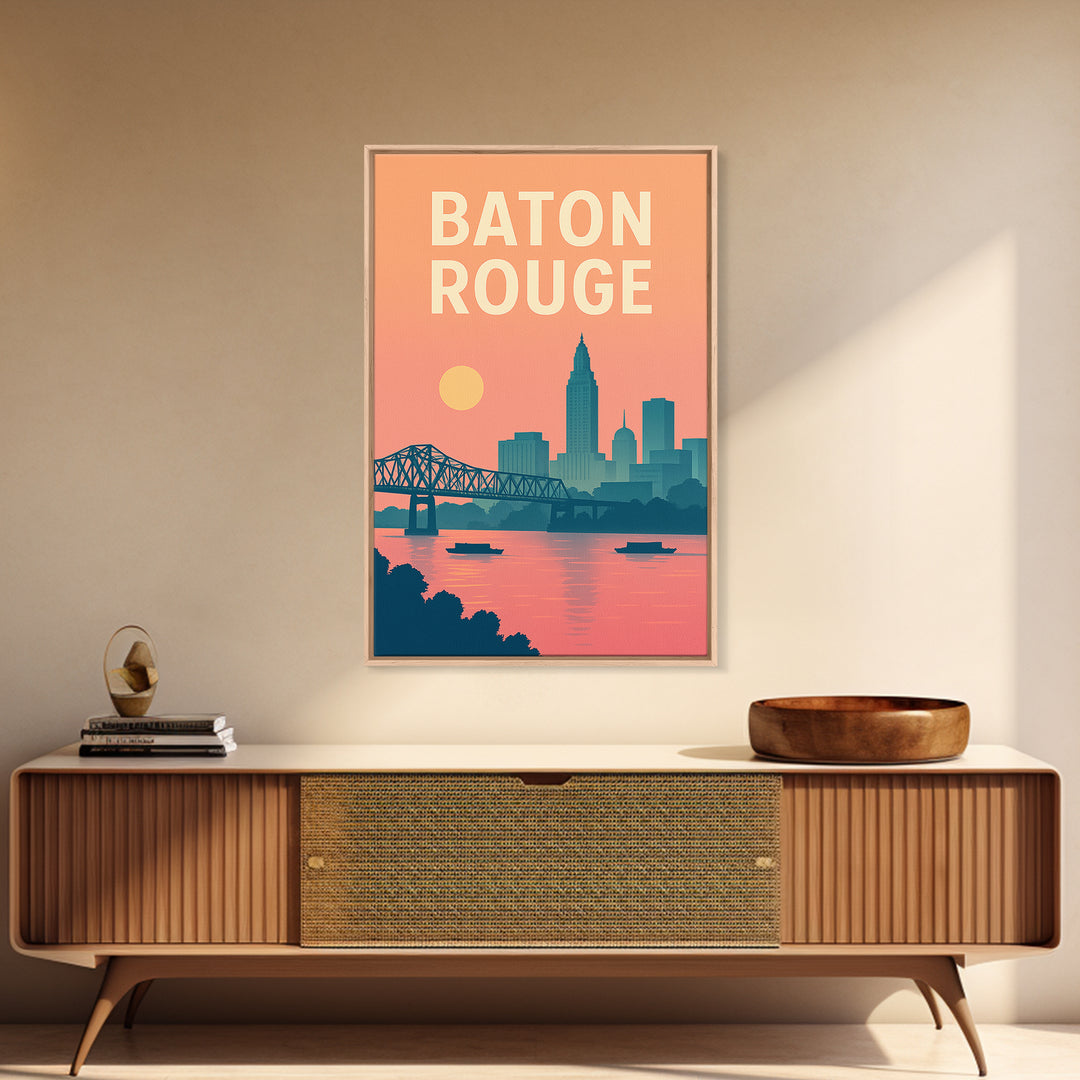 Baton Rouge Travel Poster, Canvas Print, Classic Travel Poster Art, Baton Rouge City Art, Vintage City Art, Travel Wall Art, Travel Print