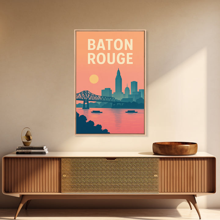 Baton Rouge Travel Poster, Canvas Print, Classic Travel Poster Art, Baton Rouge City Art, Vintage City Art, Travel Wall Art, Travel Print