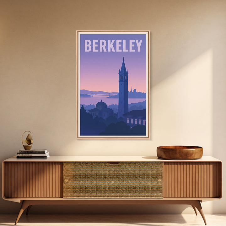 Berkeley California Travel Poster, Canvas Print, Mid Century City Wall Art, Berkeley Travel Art, City Illustration, City Travel Prints
