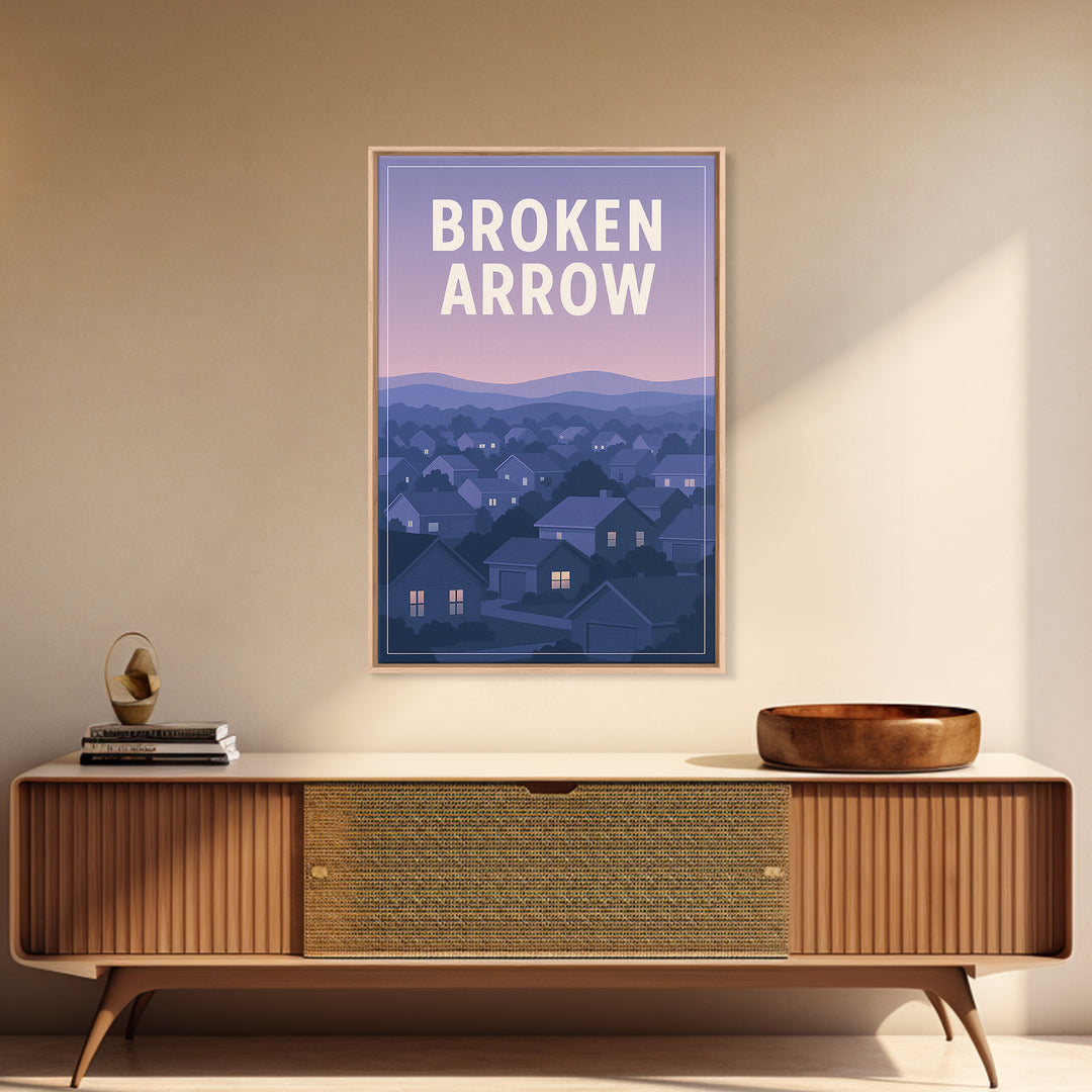 Broken Arrow Oklahoma Travel Poster, Canvas Print, Vintage Travel Poster Art, Broken Arrow Travel Art, Vintage City Art, Vintage Travel Art
