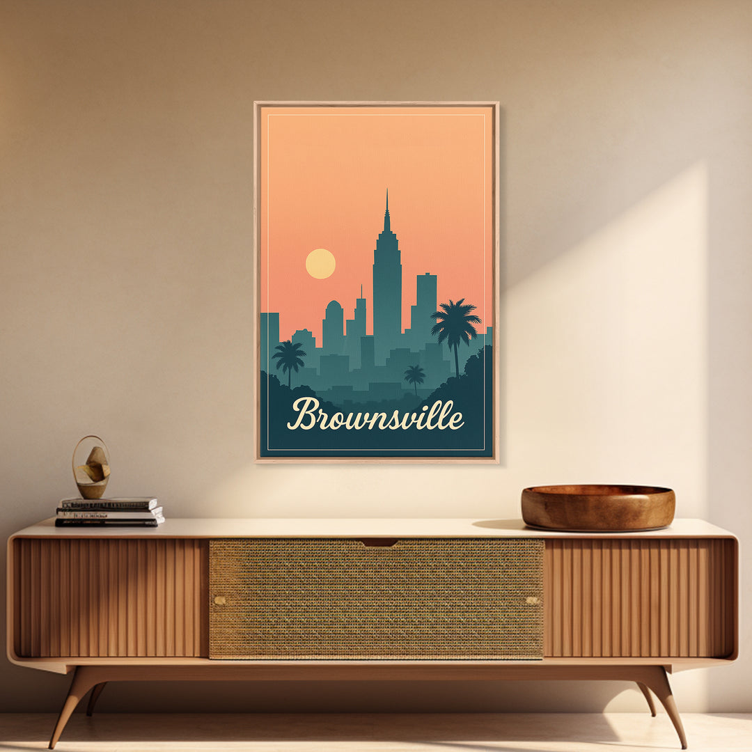 Brownsville Texas Travel Poster, Canvas Print, Vintage Travel Poster Art, Brownsville Travel Art, Travel Poster Set, Travel Poster Art