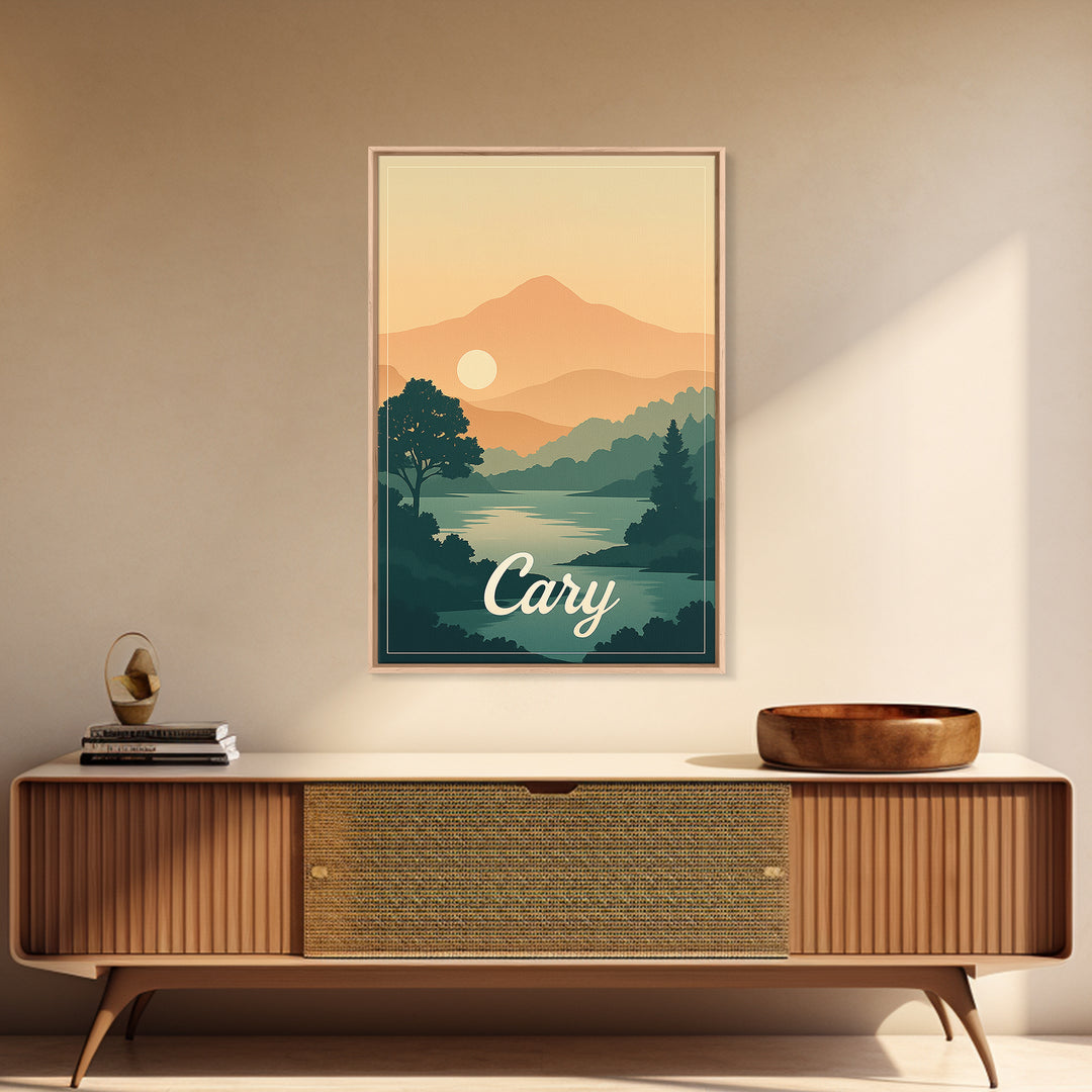 Cary North Carolina Travel Poster, Canvas Print, Classic Poster Art, Cary Poster Print, Travel Poster Art, City Travel Prints, Art Print