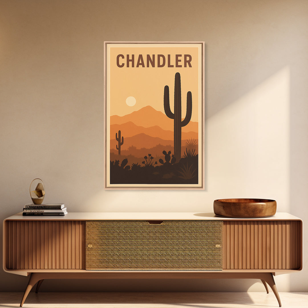Chandler Travel Poster, Framed Canvas Print, Classic Travel Poster Art, Chandler City Art, Vintage City Art, Gift For Travelers