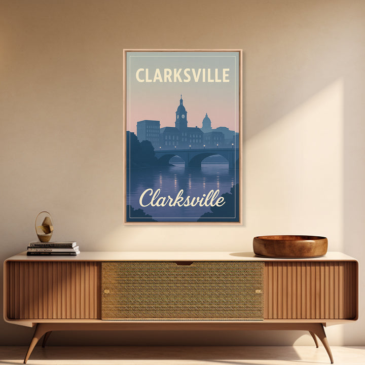 Clarksville Travel Poster, Canvas Print, Classic Travel Poster Art, Clarksville Wall Art, Retro Travel Print, Home Office Decor